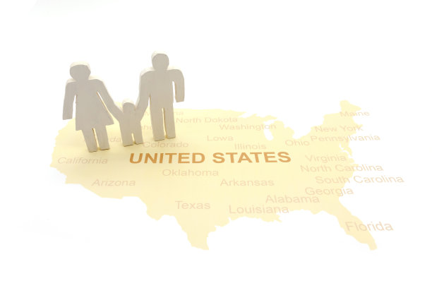 美国地图上的家庭标志。家庭的概念图片下载