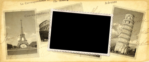 复古旅行背景与复古照片图片下载