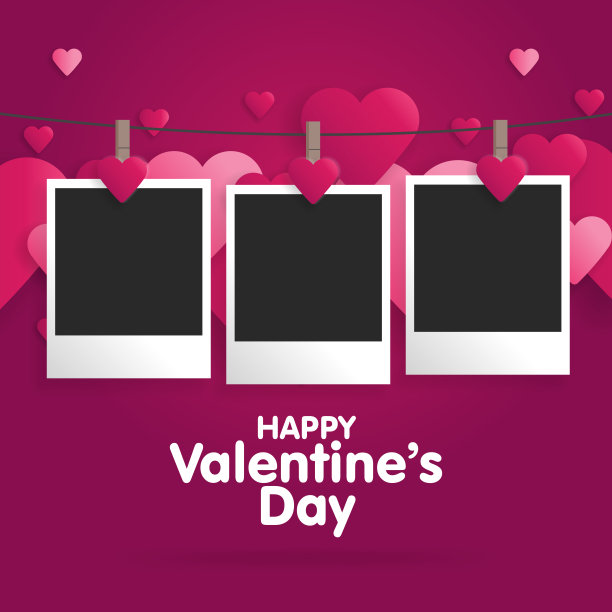 明信片快乐的情人节与空白模板的照片。矢量图图片下载