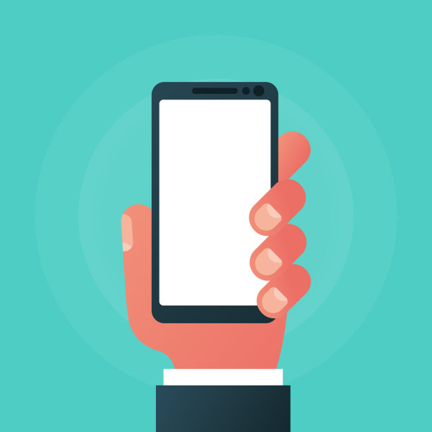 手持智能手机图标孤立的背景图片下载