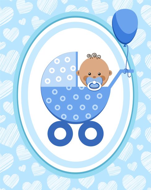 新生儿，男孩，明信片，非洲，蓝心，向量。图片下载