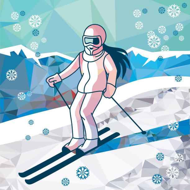 从山上滑雪下来。滑雪,女孩,滑雪。冬季运动,活动。图片下载