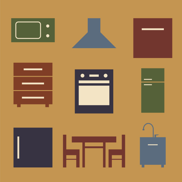 厨房家具的图标。图片下载