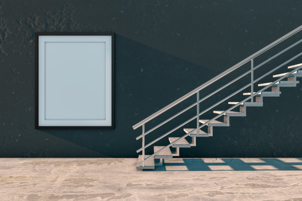 现代室内，空框架和楼梯与copyspace图片下载