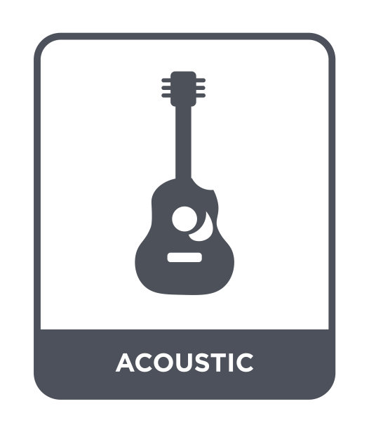 白色背景上的声学图标矢量，从音乐和媒体收集的声学潮流填充图标图片下载