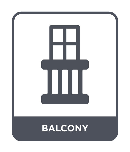 阳台图标向量上的白色背景，阳台时尚填充图标从房地产收集图片下载