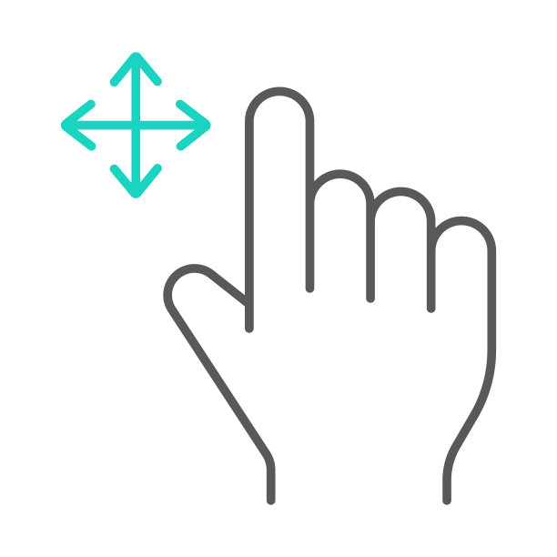 自由拖动细线图标，手势和手，swipe标志，矢量图形，白色背景上的线性图案。图片下载