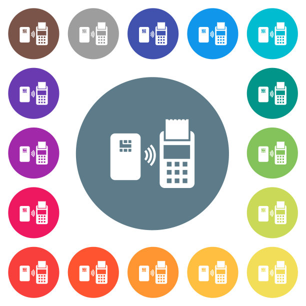 非接触式支付，圆形背景上的白色图标图片下载