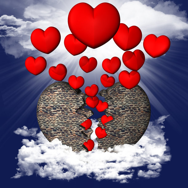 石头的心在天空- 3D插图图片下载