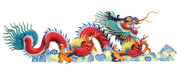 白色背景上的彩色中国龙图片下载