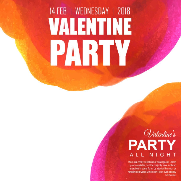 水彩情人节喷溅派对海报图片下载