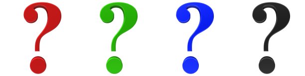 问号3d审问标点符号红绿蓝黑在白色的背景上剪掉图片下载