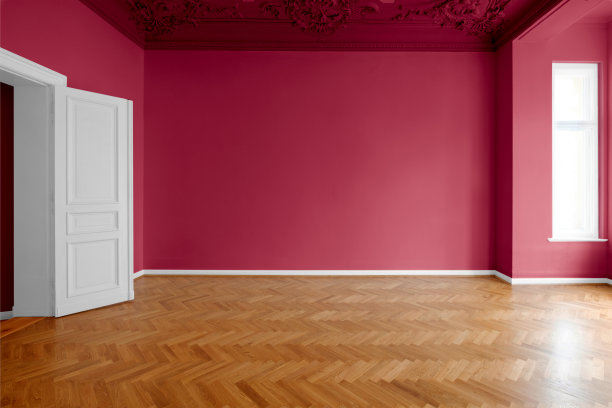 装修后的新粉刷房间的墙壁是红色的图片下载