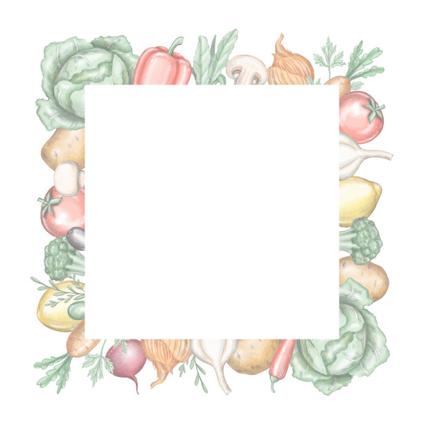 方形框架，各种新鲜蔬菜图片下载