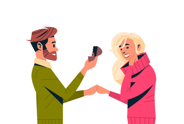 情人节求婚概念：男人手持戒指向女人求婚，爱意满满，横幅照片图片下载