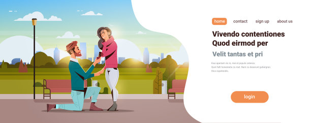 男子单膝跪地求婚，情人节城市公园情侣图片下载