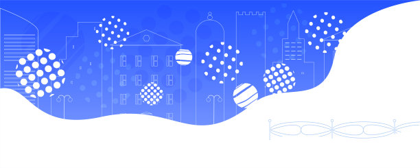 冬天的城市。现代化的房屋，篱笆，树木。梦幻小镇背景模板图片下载