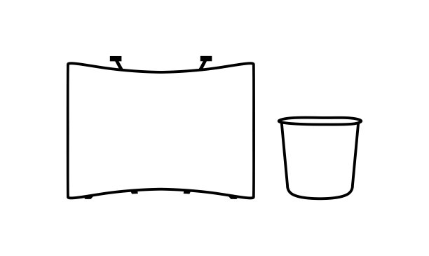 弹出贸易展览摊位和促销零售贸易摊位或促销柜台。矢量图标。印刷广告形式。图片下载