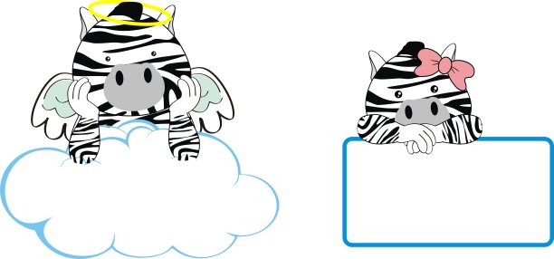 小天使丘比特斑马卡哇伊风格卡通云复制空间图片下载