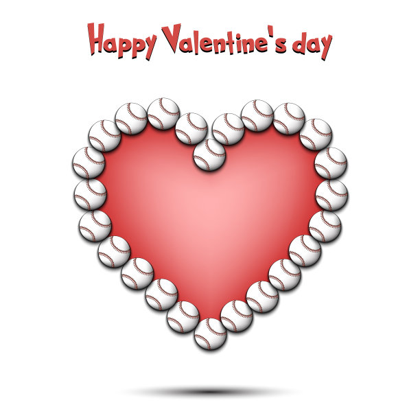 情人节快乐。棒球的心脏图片下载