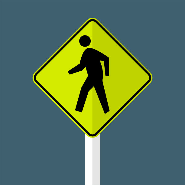 白色背景的人行横道标志图片下载