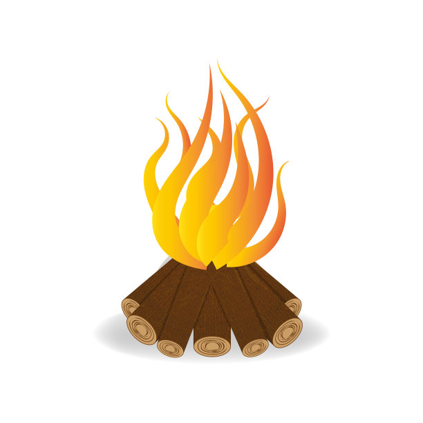 篝火卡通风格，火矢量插图素材图片