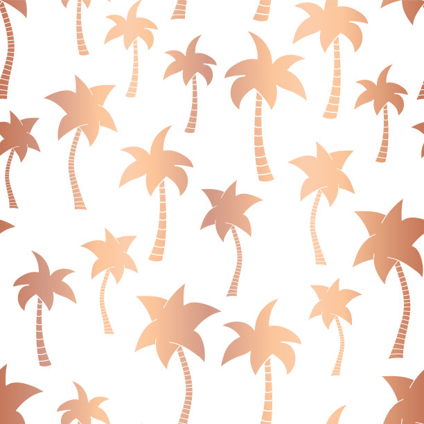 矢玫瑰金箔棕榈树夏季无缝图案背景。金属铜箔棕榈树。热带度假，卡片，婚礼请柬，壁纸，夏日派对，典雅豪华设计图片下载
