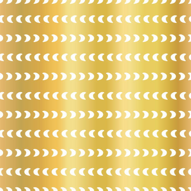 金箔半月形无缝矢量图案。白色的月牙在水平线在金色的背景。优雅的设计数字纸，网络横幅，婚礼，派对邀请，生日庆祝素材图片