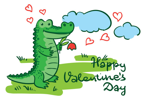 情人节贺卡与鳄鱼图片下载