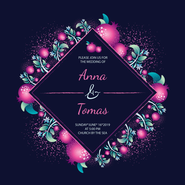 装饰邀请与石榴在黑暗的背景图片下载