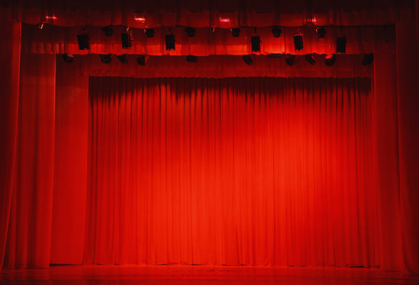 背景音乐会现场，红色风格，背光窗帘图片下载