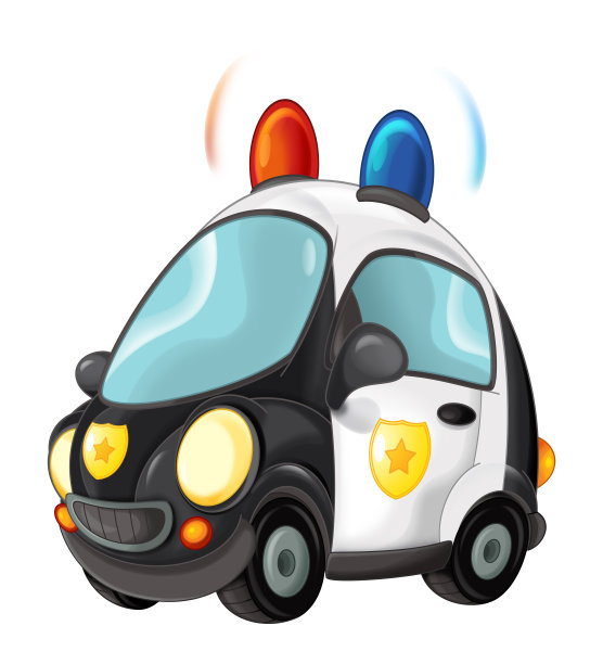 白色背景的卡通警车图片下载