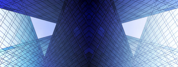 数字渲染的几何背景高科技风格类似于带有结构玻璃的办公建筑的片段。现代建筑、工业或技术的抽象背景。透过玻璃墙可以看到天空。图片下载