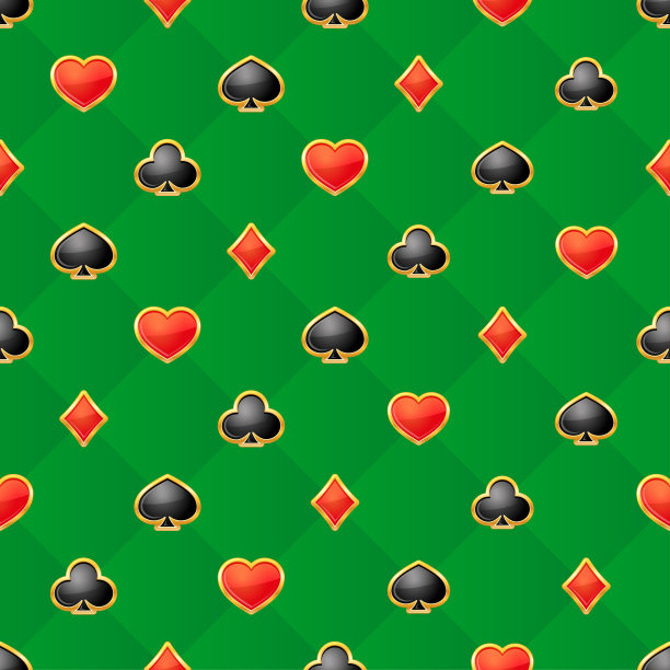 无缝模式与纸牌套装在绿色背景上图片下载