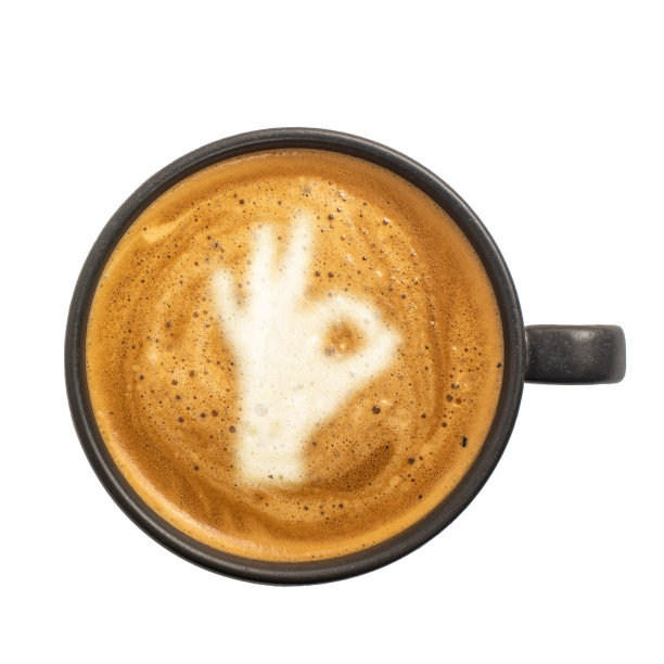 顶视图杯的咖啡孤立的白色背景图片下载