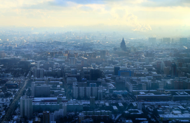 美丽的冬季照片莫斯科全景与地标图片下载
