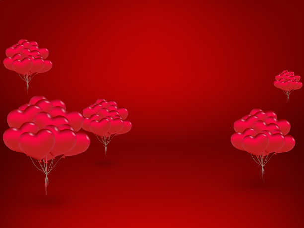 情人节抽象背景与红色3d气球在空的房间图片下载