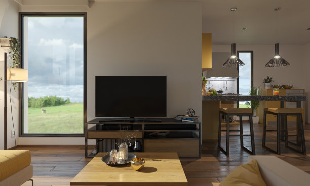 带家具的美式厨房图片下载