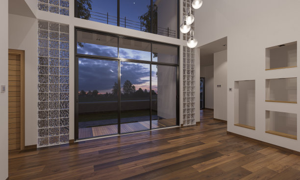 照亮一楼入口，在黄昏时可以看到景色图片下载