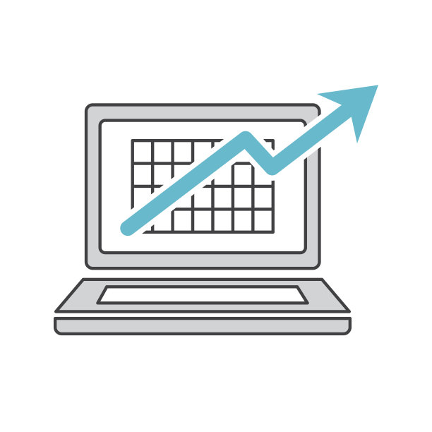 成长箭头图标灰色和蓝色在白色背景的图形和网页设计，现代简单的矢量标志。网络的概念。时髦的符号为网站设计网页按钮或移动应用程序。图片下载