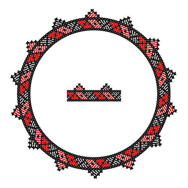 绣品不错，喜欢乌克兰族手工挑花图案。民族风格的圆形装饰，颜色为红色和黑色素材图片