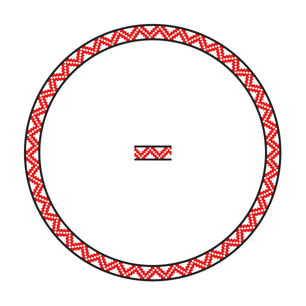 绣品不错，喜欢乌克兰族手工挑花图案。民族风格的圆形装饰，颜色为红色和黑色图片下载