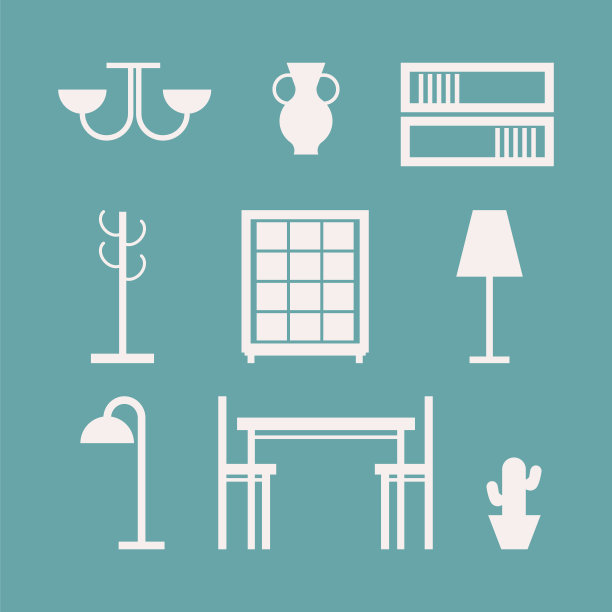 家具的图标集。图片下载