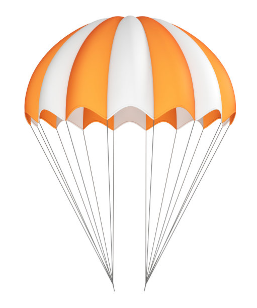 降落伞，橙色和白色，条纹。图片下载