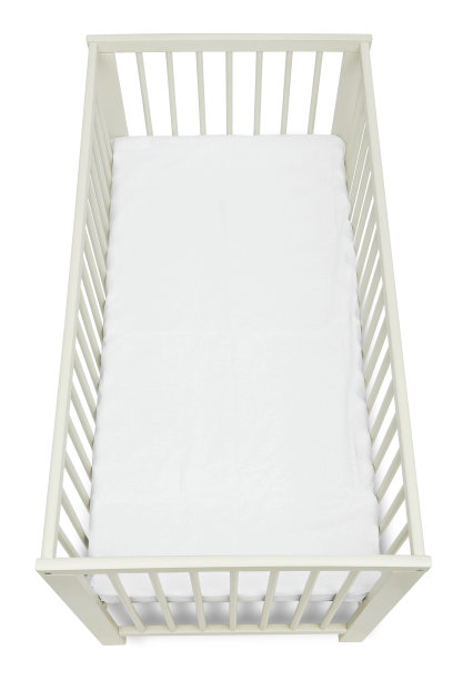 白色木制婴儿床孤立在白色背景顶视图图片下载