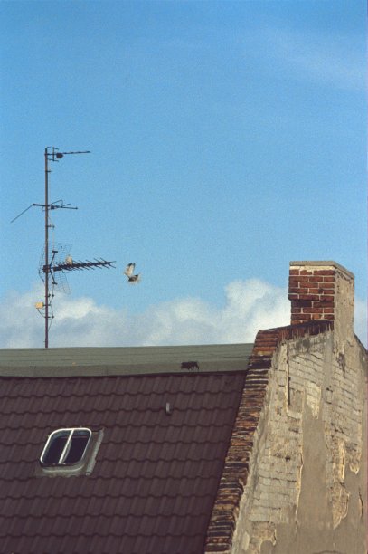 带有天线的公寓屋顶图片下载