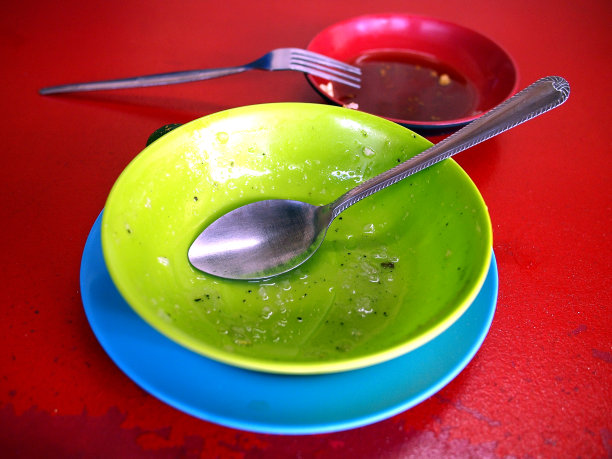 用剩下的食物把碗和盘子清空图片下载