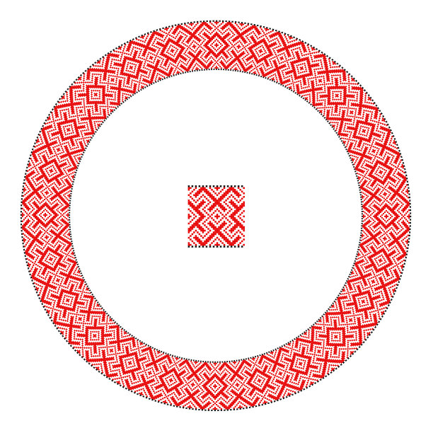 绣品不错，喜欢乌克兰族手工挑花图案。圆形装饰，民族风格，红色图片下载