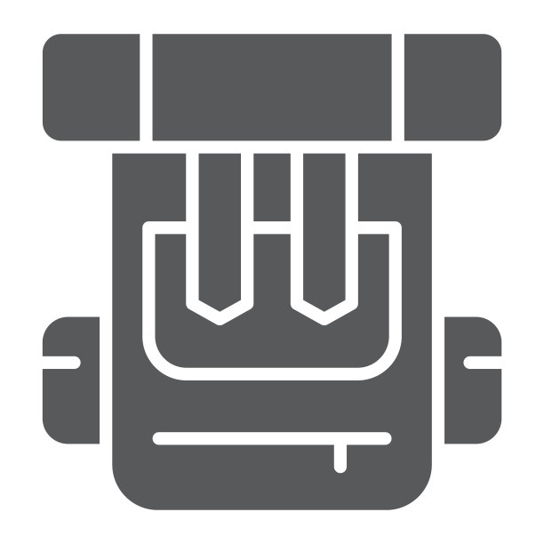 双肩包象形图标，包和旅游，双肩包标志，矢量图形，白色背景上的固体图案。图片下载