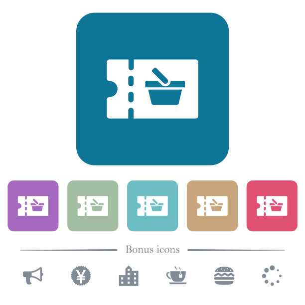 超市折扣券平面图标上的颜色圆形方形背景图片下载